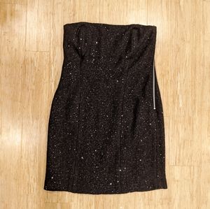 MICHAEL KORS Sexy Strapless Little Black Dress in Size 2 Wool Blend With Sequins